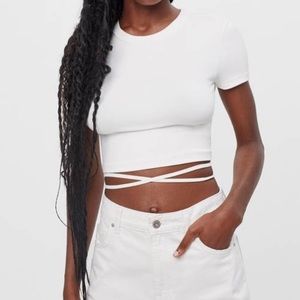 White Tie Wrap Top Cropped